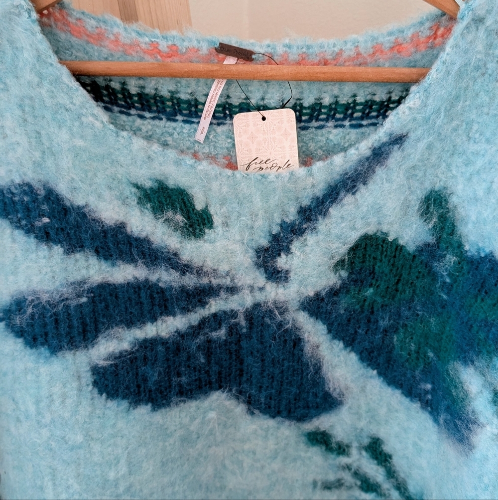 ✨SOLD✨ NWT Free People Lily Pullover Striped & Floral Oversized Sweater - Picture 6 of 11